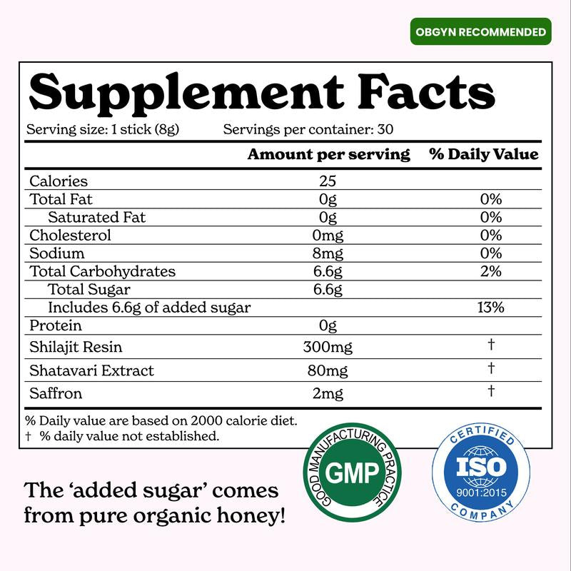 SHE-lajit Honey Sticks - 30 Day Supply