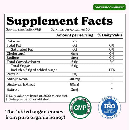 SHE-lajit Honey Sticks - 30 Day Supply